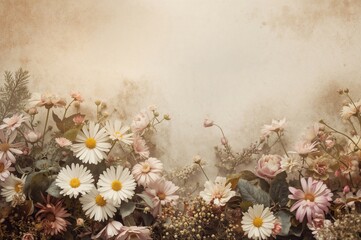 Wall Mural - beautiful backdrop featuring aster blooms and leaves