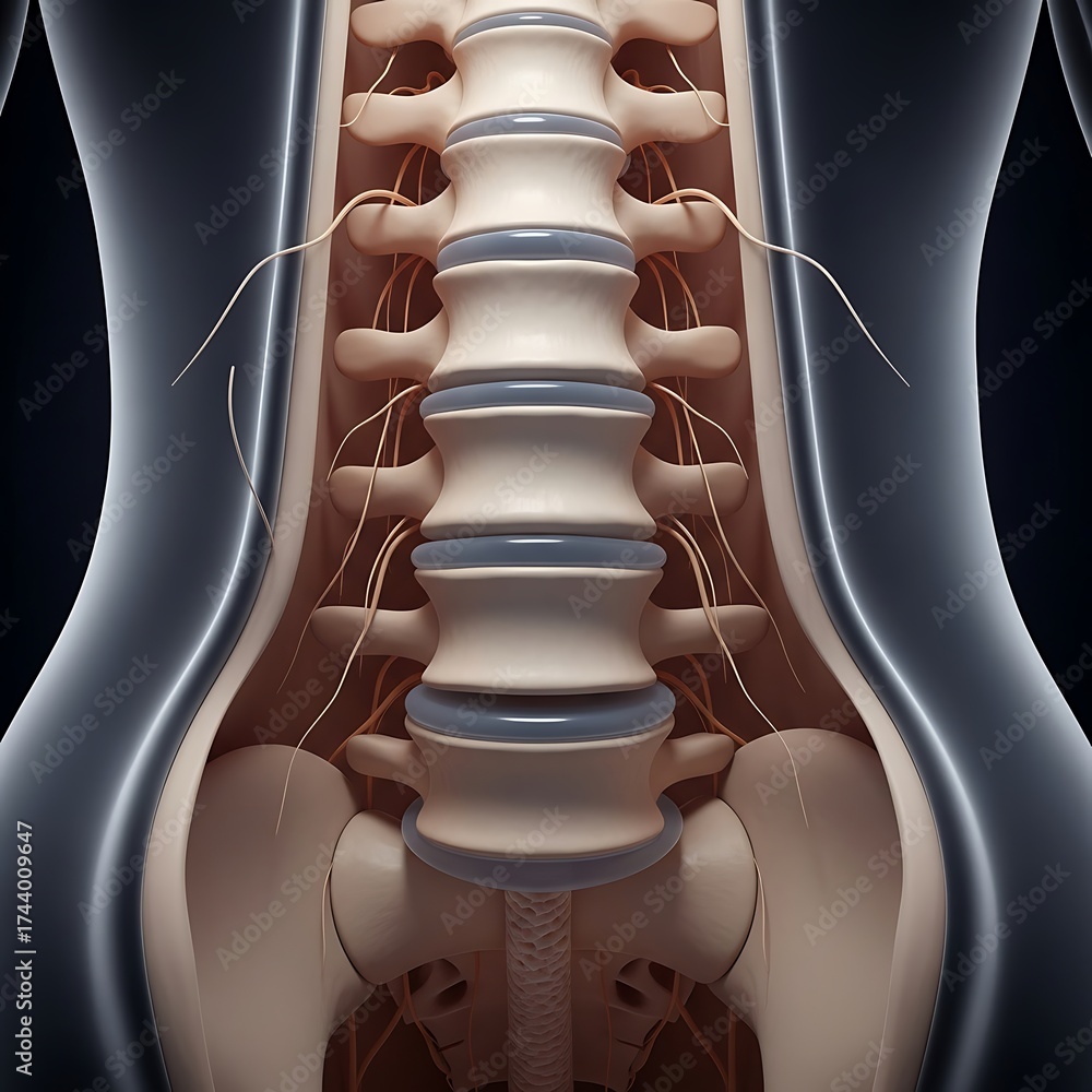 Human Spine Anatomy - A Detailed Medical Illustration of the Vertebral ...