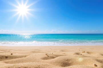Wall Mural - Sunny sky and sandy shore summer backdrop with ample space for design