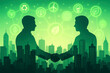 © DreamStock - Business Partnership for Sustainability with Silhouettes and Green Icons