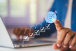 © LAONG - Businessman planning goals with digital checklist and target strategy, success achievement steps, corporate project management, performance tracking, and strategic growth objectives