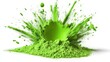 © akhmadnur - Bright green powder exploding outwards on a white background.