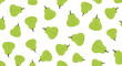 © Johnson - A seamless pattern of many green pears on a white background.