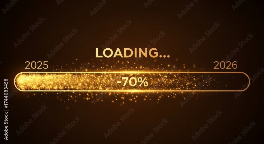 Ilustración de Stock Golden loading bar signifies progress towards the ...