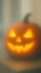 Wall Mural - Glowing pumpkin behind glass mobile wallpaper
