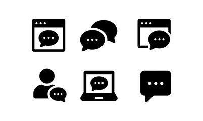 Wall Mural - Chat and message icon set: minimalist communication symbols