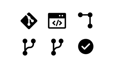 Minimalist coding and version control icons for development projects