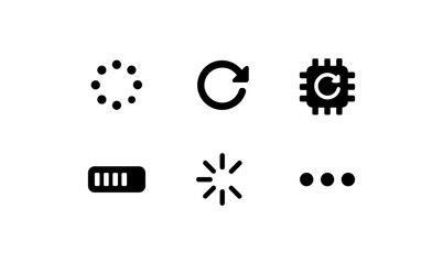Wall Mural - Minimalist loading and refresh icons in black and white for web and app design