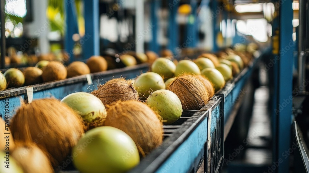 Sustainable coconut processing plant efficiently using all parts of the ...