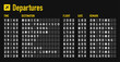 © Yevhenii - Airport departure board. Mechanical flip-flap airport departure board. Analog departures and arrivals airport board