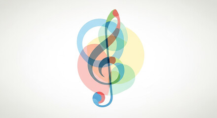 Wall Mural - Colorful music treble clef symbol abstract illustration