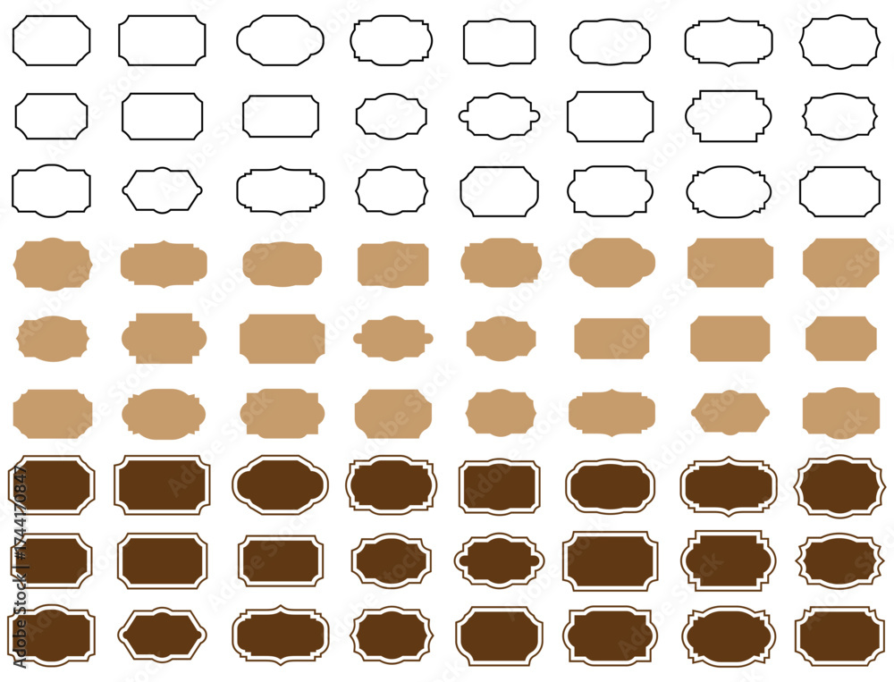 Collection of diverse blank oval and rectangular label shapes in ...