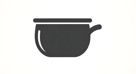 An illustration of a dark gray cooking pot with a handle on a white background in a simple style ai generated
