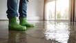 © Andrei - Person wearing boots standing in flooded home