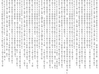 Black binary code on white with zeros and ones