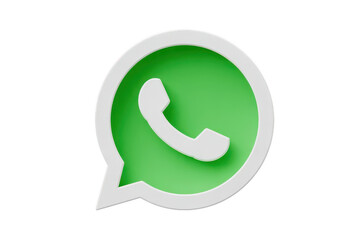 3d whatsapp logo isolated on transparent background