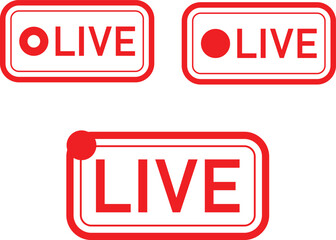 Live stream icon or button, Online broadcast logo, Vector illustration, Live Stream sign, emblem, logo, Vector Illustration, Social media icon live streaming,  Live stream flat logo, red vector design