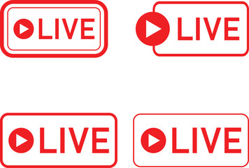 Live stream icon or button, Online broadcast logo, Vector illustration, Live Stream sign, emblem, logo, Vector Illustration, Social media icon live streaming,  Live stream flat logo, red vector design