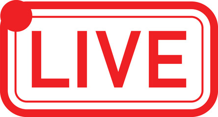 Live stream icon or button, Online broadcast logo, Vector illustration, Live Stream sign, emblem, logo, Vector Illustration, Social media icon live streaming,  Live stream flat logo, red vector design