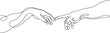 © Mehedy - Two hands reaching touching fingers minimalist line art vector