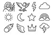 © maximon4ik - Mythical and weather icons set featuring zeus, lightning, and nature elements