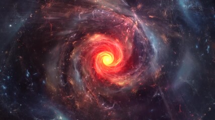 Wall Mural - Spiral galaxy and rays in space. Rotating Nebula space animation, 4k