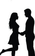 © Monir Worlds - Romantic couple silhouette holding hands in love, man and woman standing together illustration for Valentine design and relationship concept