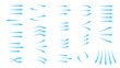 © Ukio.stock - Air flow arrows. Blue cold wind stream, fresh water direction, filter and conditioner system infographic transparent movement and rotation elements. Vector arrow icons set