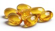 © Johannes - omega 3 fish oil capsules softgel nutritional supplements vitamin d3 e golden translucent oil pills