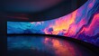 © Taslima - Immersive curved led screen displaying vibrant abstract art with reflective floor
