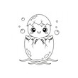 © Ramdani - Cute baby octopus hatching from an egg, outline illustration for coloring