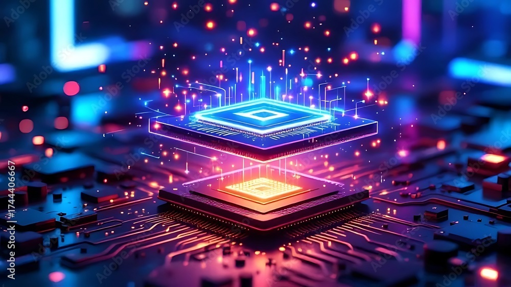 Futuristic technology cpu processor chip computer motherboard ai ...