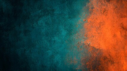 Canvas Print - Dark Grainy Gradient Background in Vibrant Orange and Teal Tones