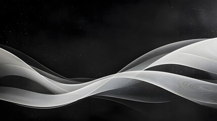 Canvas Print - Serene Abstract Waves in Grey, Black, and White Gradient Background
