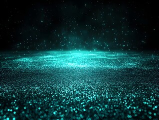 Canvas Print - Glowing Turquoise Blue Green Gradient Background on Black Surface