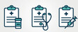 © Назарій - Patient report card icons. Clipboard and medical history symbols. Isolated vector color images