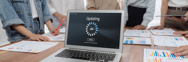 Wall Mural - Software update on computer for brisk version of device software upgrade