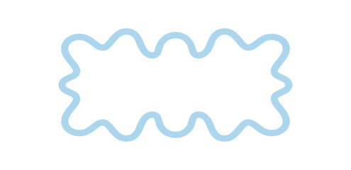Wall Mural - Groovy wavy rectangle outline frame with a retro border. Abstract squiggle shape and line in blue background, modern graphic for cool y2k concept or artistic project.
