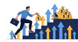 © Dea - Businessman Climbing Investment Ladder To Wealth, Financial Growth, And Business Success