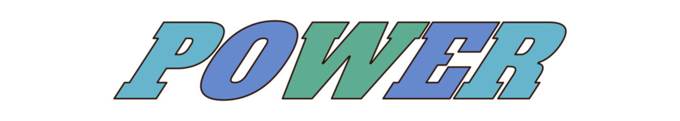 Wall Mural - Groovy y2k power blue sticker font with vintage retro typography. Patch and label graphic as groovy element, trend for bold pop art and cool modern poster applications.