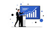 © Unip - Businessman Giving a Presentation About Financial Growth with Graph Vector Illustration