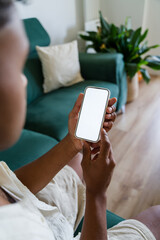 man using smartphone with blank screen 