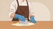 © SINTA - Chef Preparing Dough On Table Illustrating Baking Concept With Culinary Action