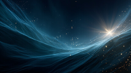 Wall Mural - Celestial Dance: Abstract artwork with flowing, ethereal blue energy forms, and a central burst of light, evocative of cosmic beauty and infinite space.