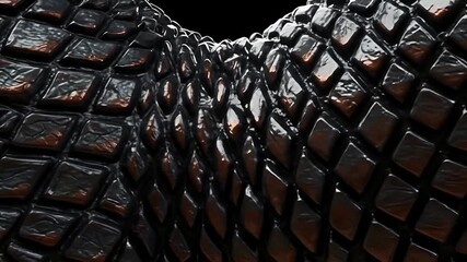 Close up of a dark, textured, scaly surface with a glossy sheen.