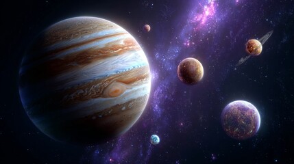 stellar space exploration cosmic scene with planets digital art outer space panoramic view celestial