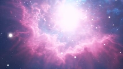 Wall Mural - Vibrant Pink and Blue Nebula Exploding with Stars in Deep Space.
