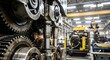 © Elginstock - Closeup of heavy machinery with sparks with industrial gears in a factory, and machine shop.
