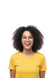 © CrazyJuke - Joyful Radiance: A cheerful woman with curly hair and glasses beams, her infectious smile filling the frame, reflecting positivity and confidence.
