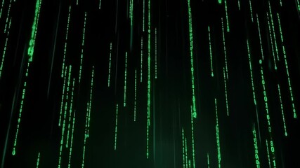 Abstract digital rain background animation with falling binary code streams background